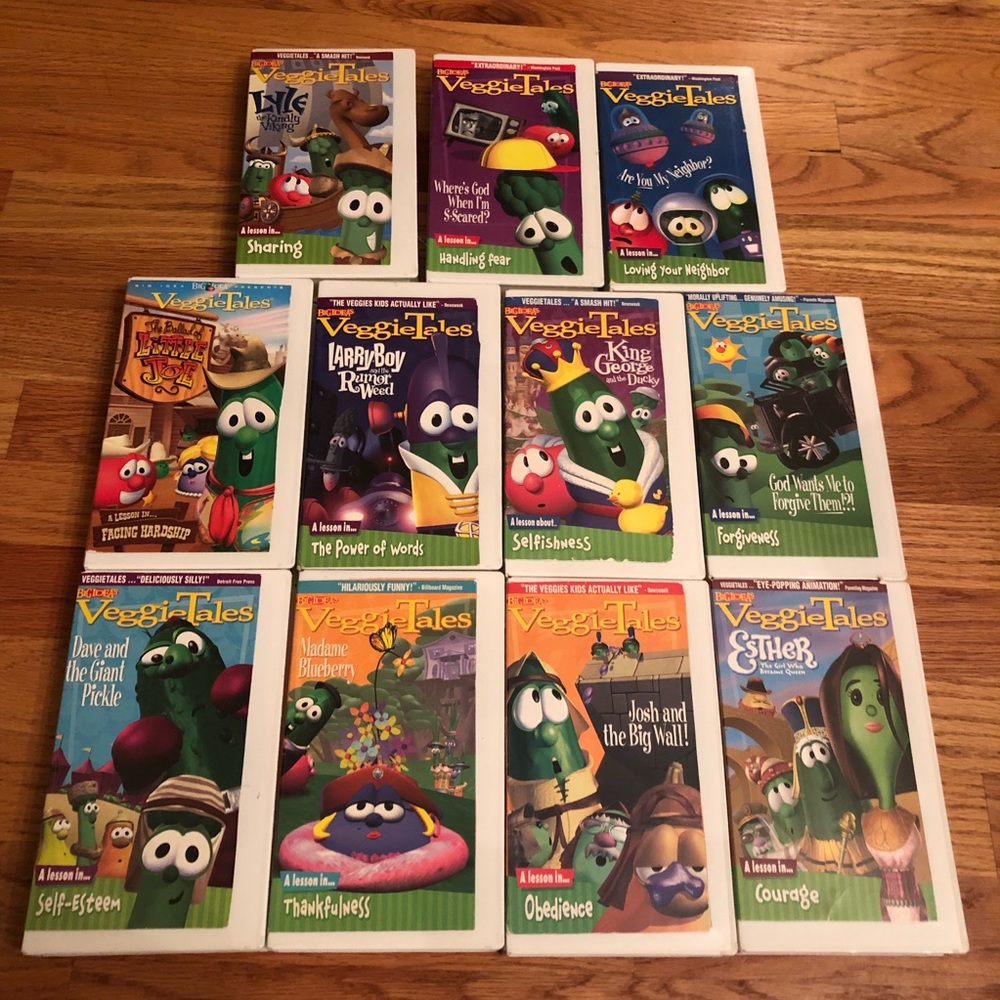 Lot of 11 Vintage Veggie Tales VHS Tapes Lesson Collection